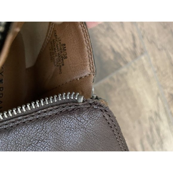 Lucky Brand‎ Basel Bootie Size 8M Dark Brown Double Zippers Chunky Heal Leather - Picture 9 of 16